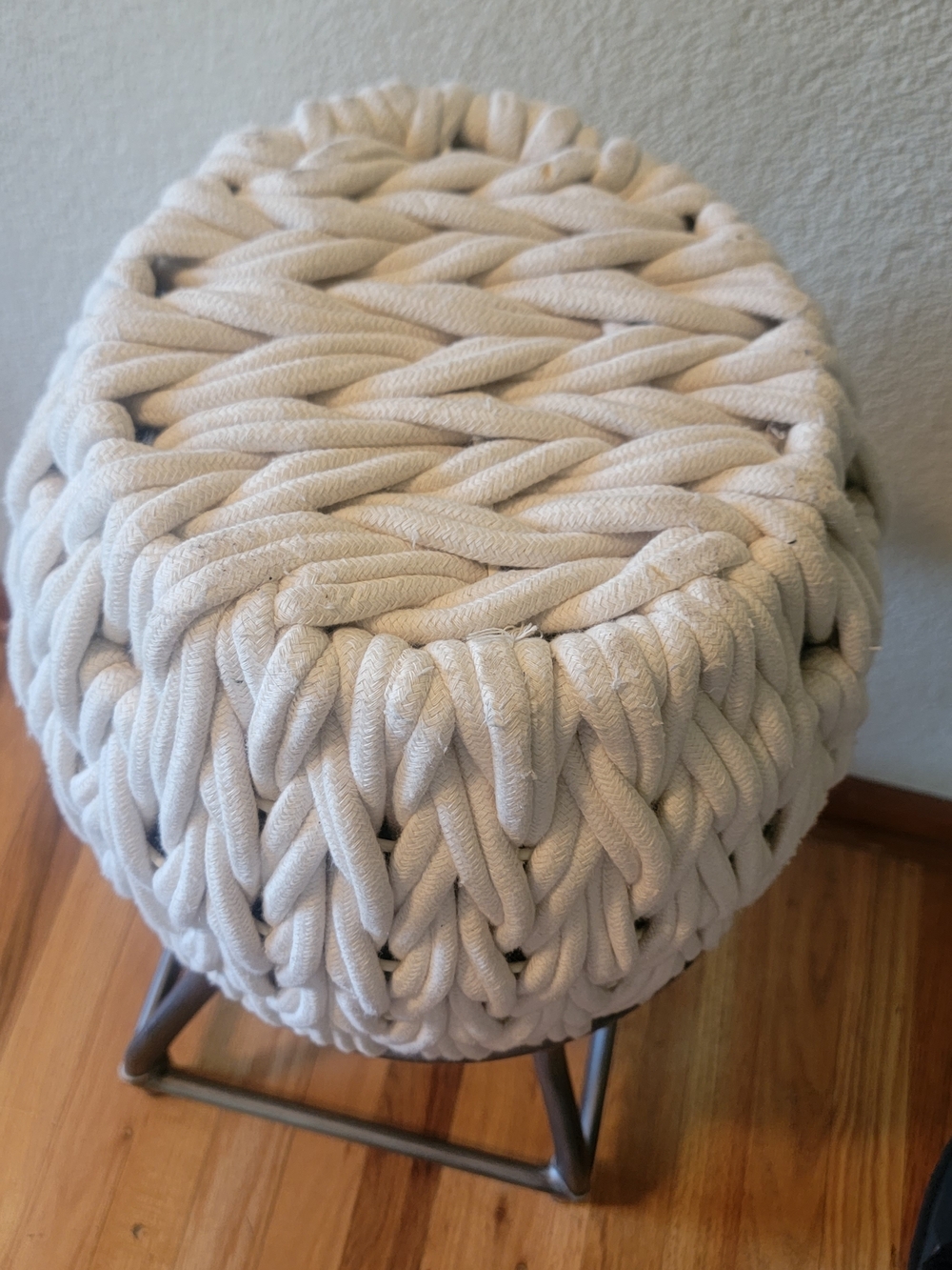 Hudson Cream Braided Cotton Storage Basket - Neutral Woven Bin - Picture 5 of 5